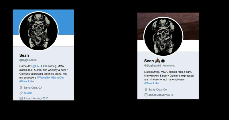 Left: BiggSean66's profile on November 13. Right: BiggSean66's profile on November 15.